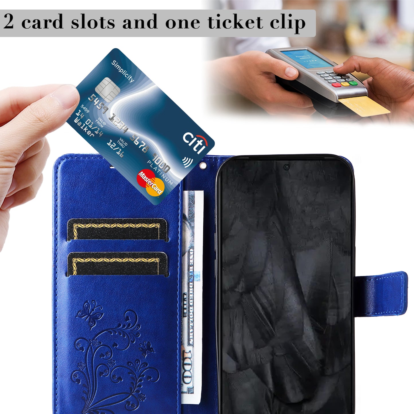 KT Imprinting Flower Series-2 For Google Pixel 8 Pro PU Leather Wallet Case Butterfly Flower Imprinted Stand Phone Cover