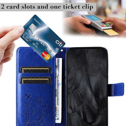 KT Imprinting Flower Series-2 For Google Pixel 8 Pro PU Leather Wallet Case Butterfly Flower Imprinted Stand Phone Cover