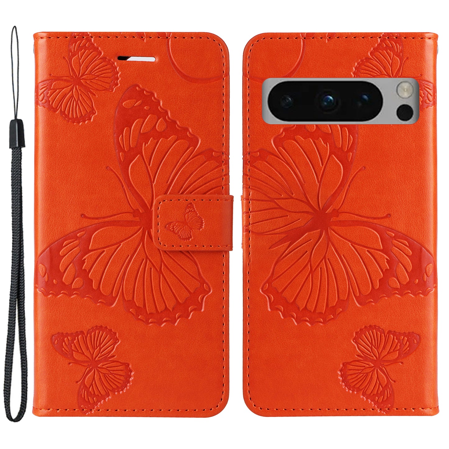KT Imprinting Flower Series-2 For Google Pixel 8 Pro PU Leather Wallet Case Butterfly Flower Imprinted Stand Phone Cover