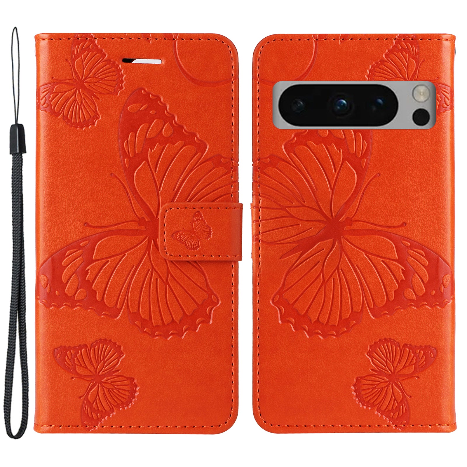 KT Imprinting Flower Series-2 For Google Pixel 8 Pro PU Leather Wallet Case Butterfly Flower Imprinted Stand Phone Cover
