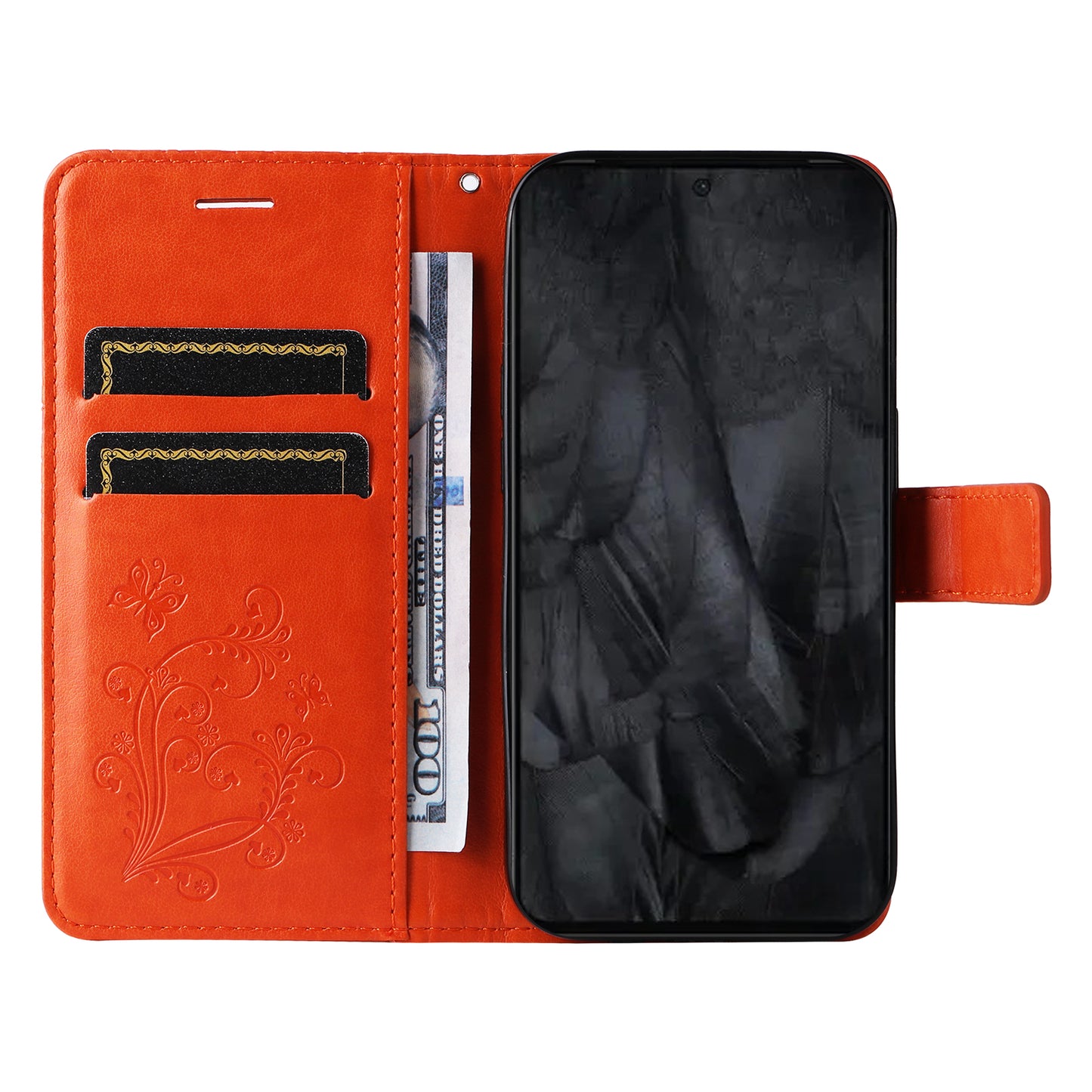 KT Imprinting Flower Series-2 For Google Pixel 8 Pro PU Leather Wallet Case Butterfly Flower Imprinted Stand Phone Cover