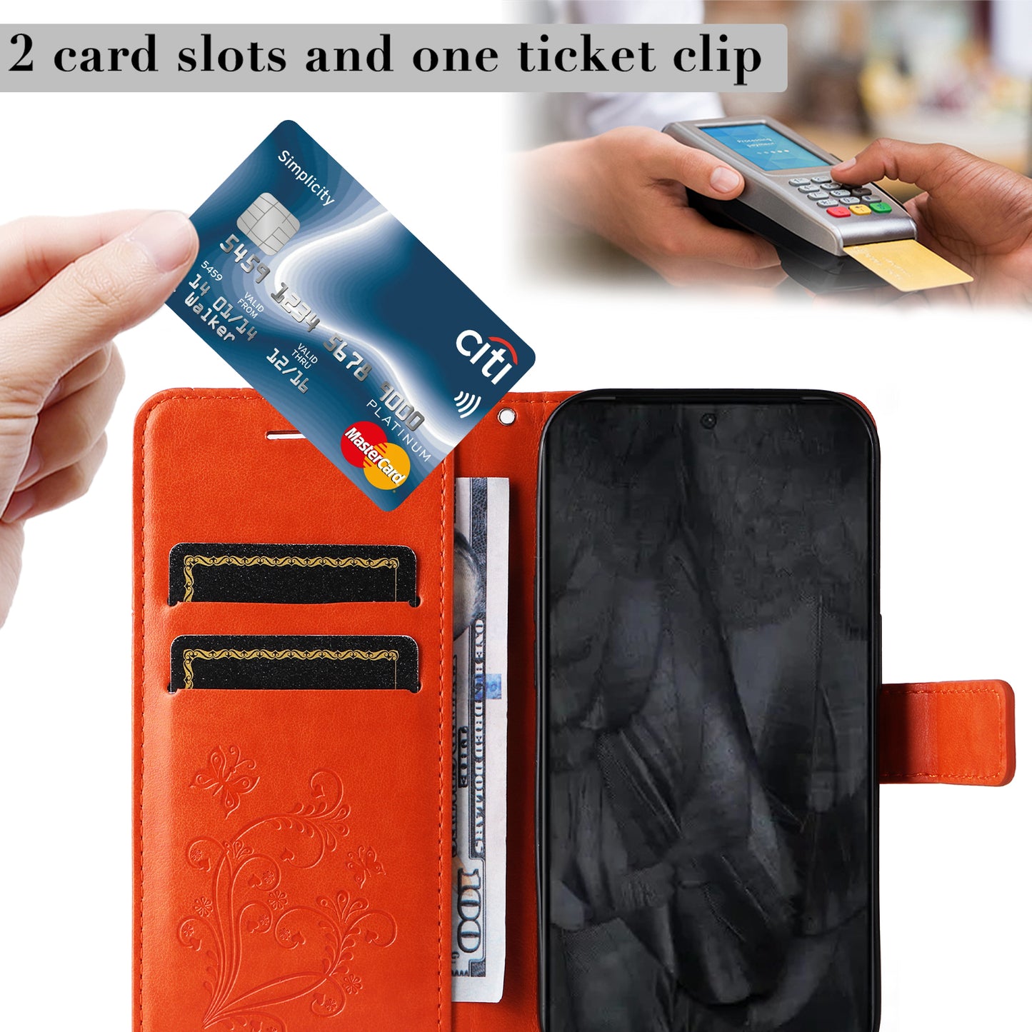 KT Imprinting Flower Series-2 For Google Pixel 8 Pro PU Leather Wallet Case Butterfly Flower Imprinted Stand Phone Cover