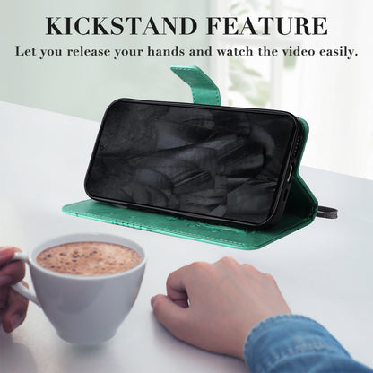 KT Imprinting Flower Series-2 For Google Pixel 8 Pro PU Leather Wallet Case Butterfly Flower Imprinted Stand Phone Cover