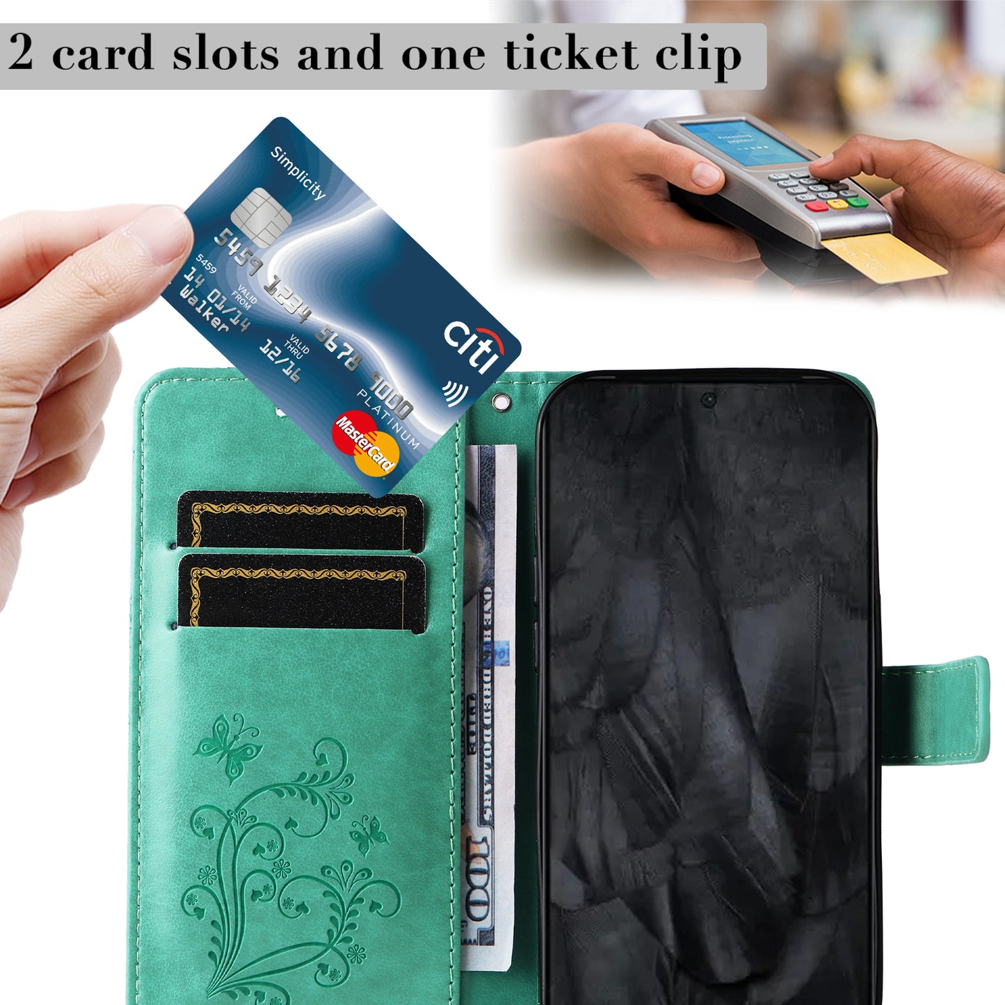 KT Imprinting Flower Series-2 For Google Pixel 8 Pro PU Leather Wallet Case Butterfly Flower Imprinted Stand Phone Cover