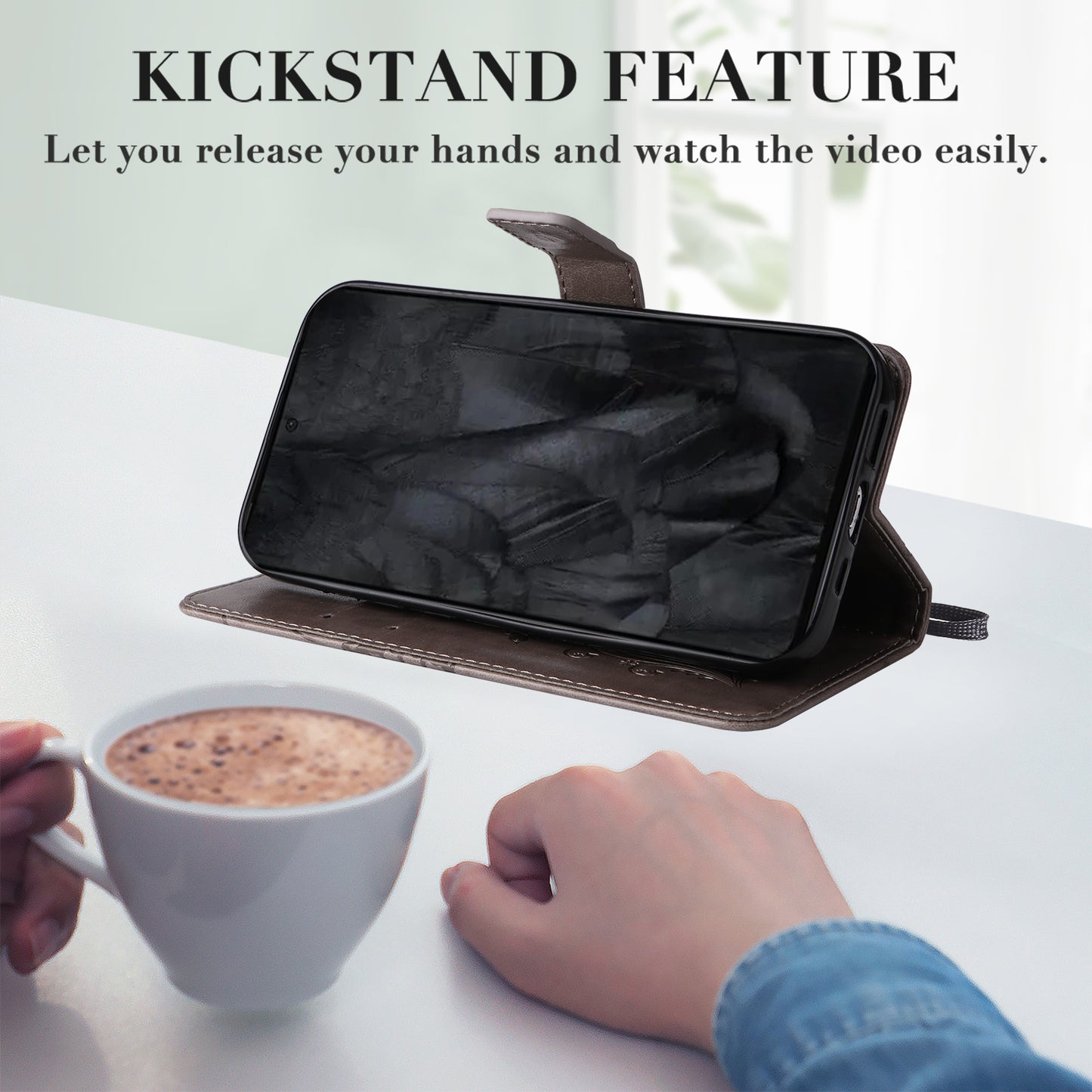 KT Imprinting Flower Series-2 For Google Pixel 8 Pro PU Leather Wallet Case Butterfly Flower Imprinted Stand Phone Cover