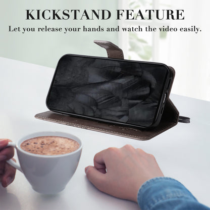 KT Imprinting Flower Series-2 For Google Pixel 8 Pro PU Leather Wallet Case Butterfly Flower Imprinted Stand Phone Cover