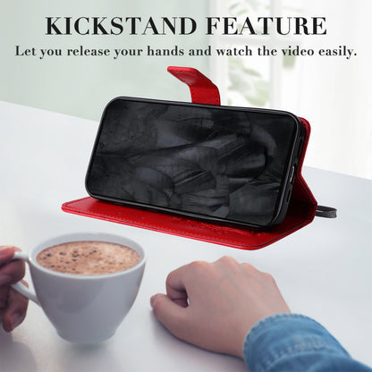 KT Imprinting Flower Series-2 For Google Pixel 8 Pro PU Leather Wallet Case Butterfly Flower Imprinted Stand Phone Cover