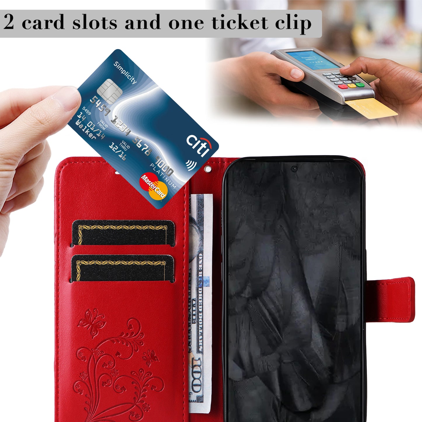 KT Imprinting Flower Series-2 For Google Pixel 8 Pro PU Leather Wallet Case Butterfly Flower Imprinted Stand Phone Cover