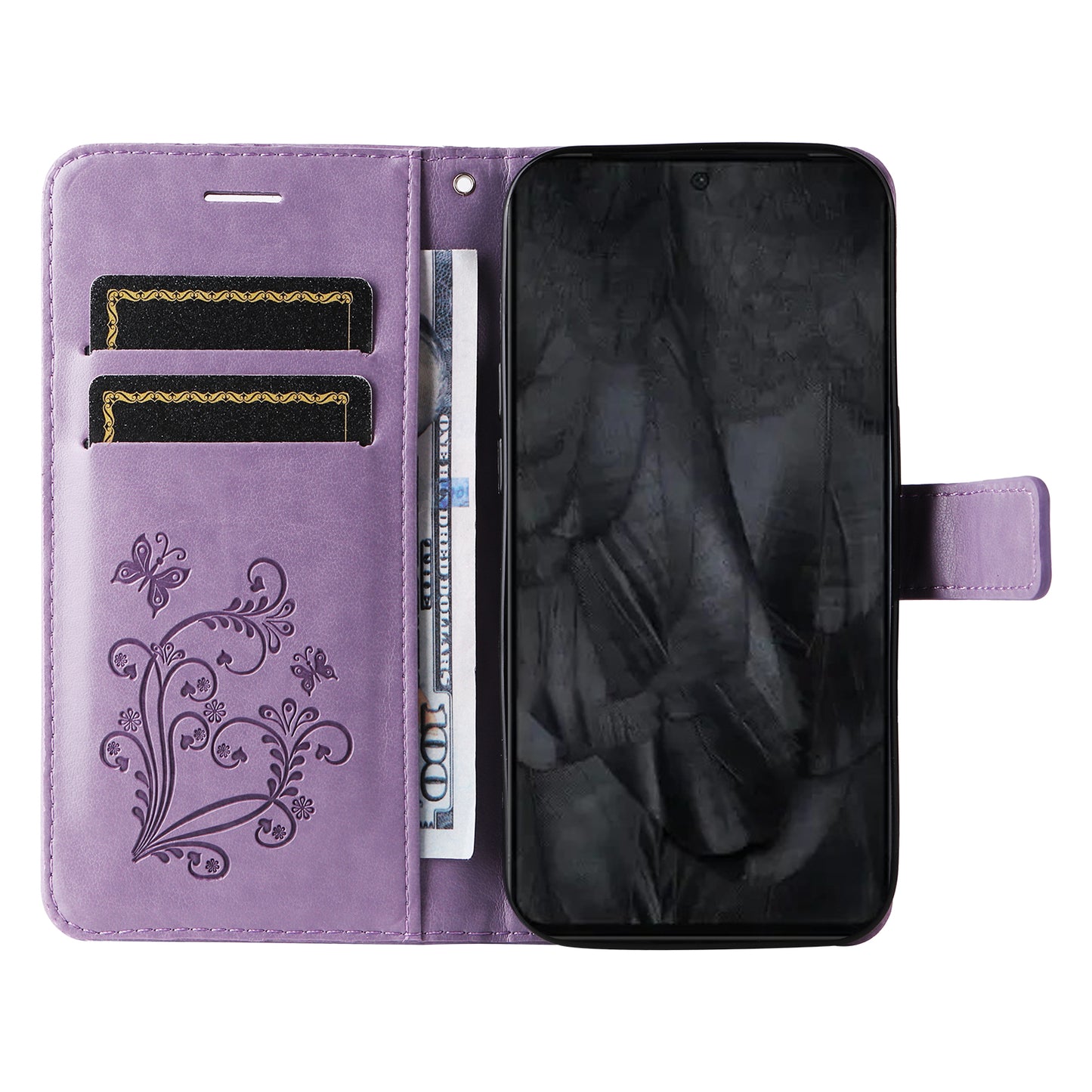 KT Imprinting Flower Series-2 For Google Pixel 8 Pro PU Leather Wallet Case Butterfly Flower Imprinted Stand Phone Cover