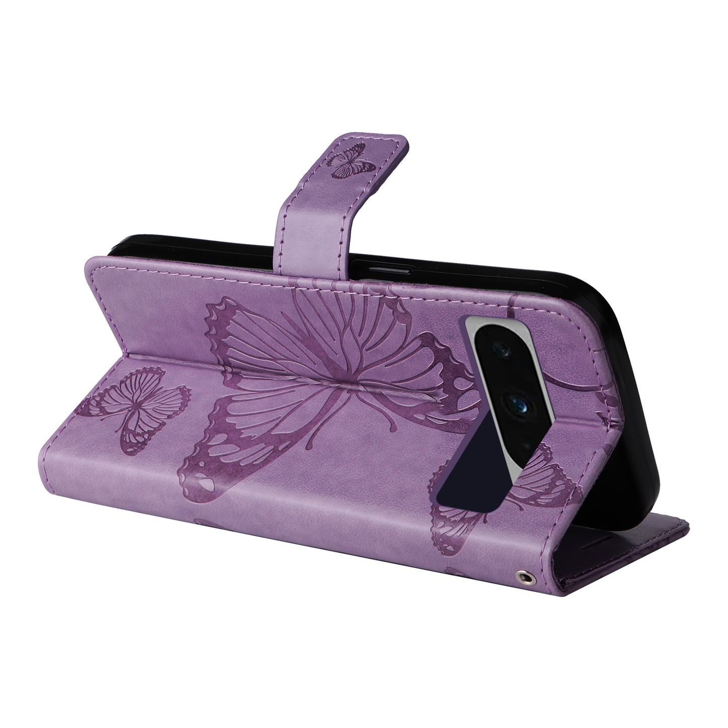 KT Imprinting Flower Series-2 For Google Pixel 8 Pro PU Leather Wallet Case Butterfly Flower Imprinted Stand Phone Cover