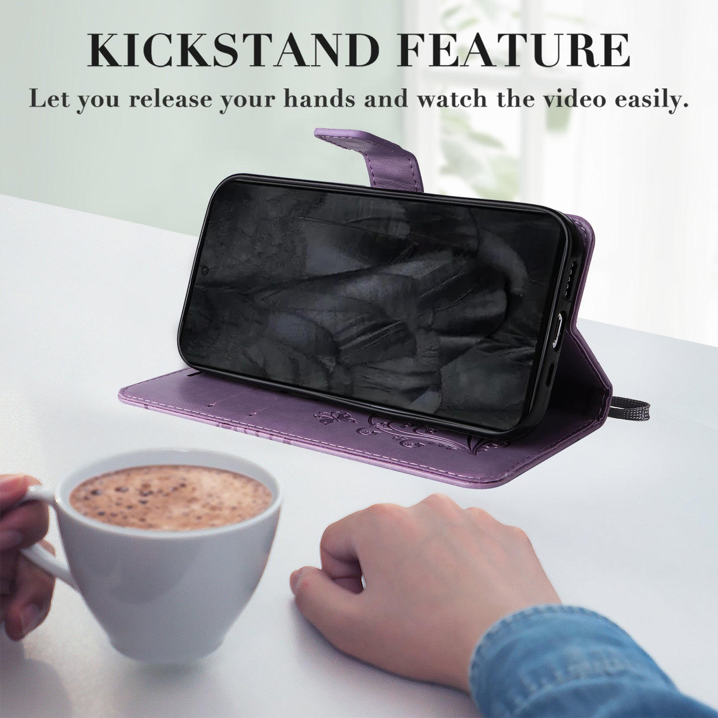 KT Imprinting Flower Series-2 For Google Pixel 8 Pro PU Leather Wallet Case Butterfly Flower Imprinted Stand Phone Cover