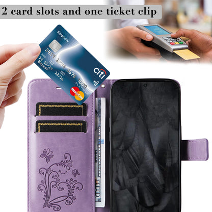 KT Imprinting Flower Series-2 For Google Pixel 8 Pro PU Leather Wallet Case Butterfly Flower Imprinted Stand Phone Cover