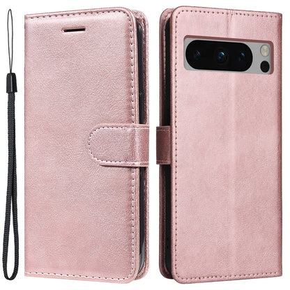 KT Leather Series-2 For Google Pixel 8 Pro PU Leather Case Stand Solid Color Wallet Phone Cover