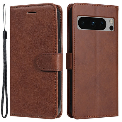 KT Leather Series-2 For Google Pixel 8 Pro PU Leather Case Stand Solid Color Wallet Phone Cover