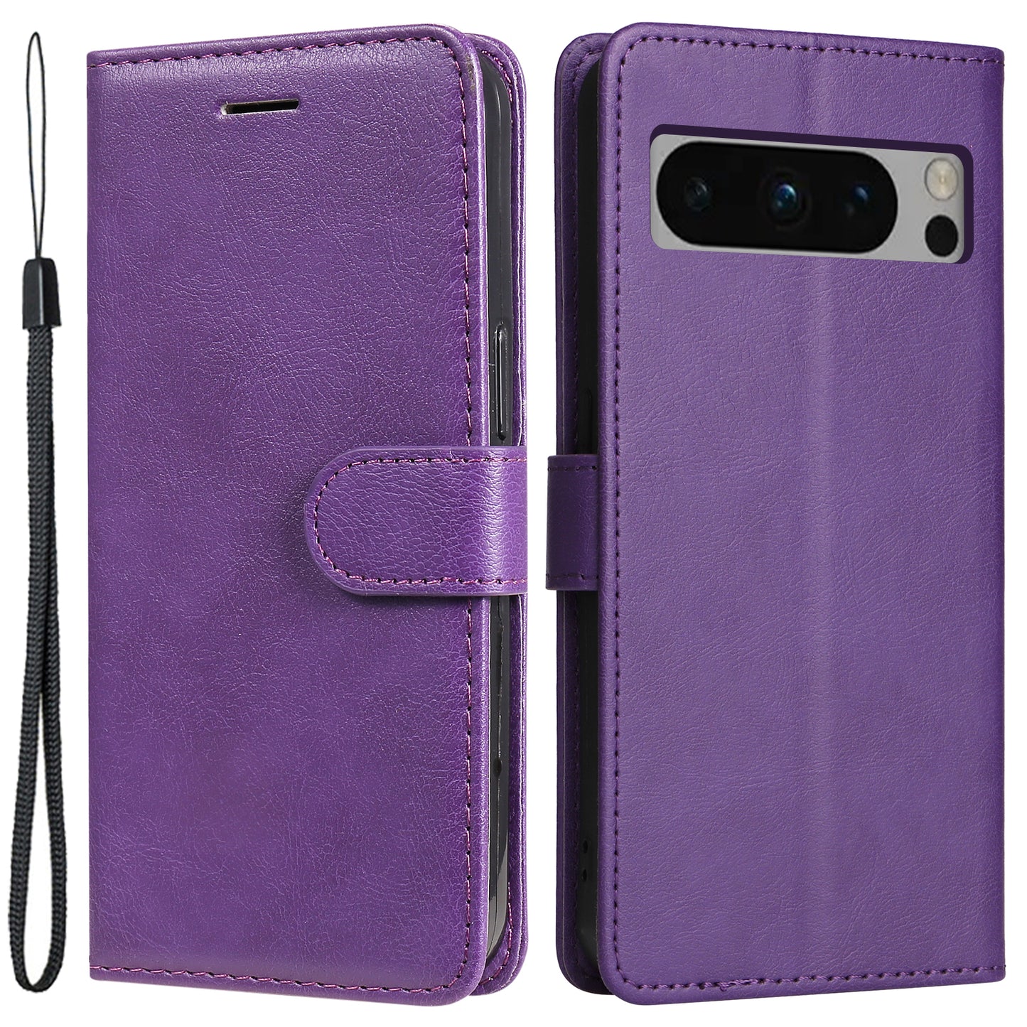 KT Leather Series-2 For Google Pixel 8 Pro PU Leather Case Stand Solid Color Wallet Phone Cover
