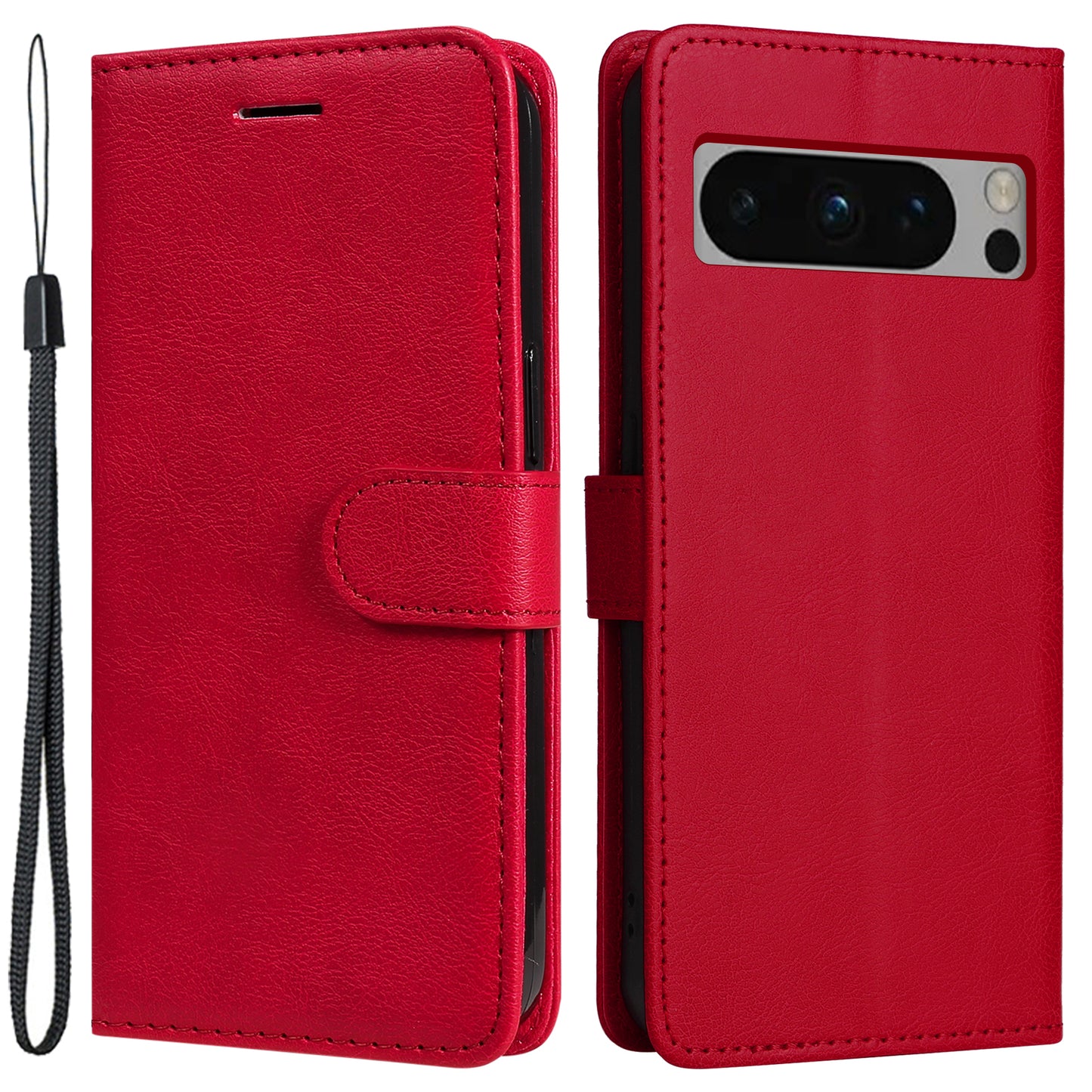 KT Leather Series-2 For Google Pixel 8 Pro PU Leather Case Stand Solid Color Wallet Phone Cover