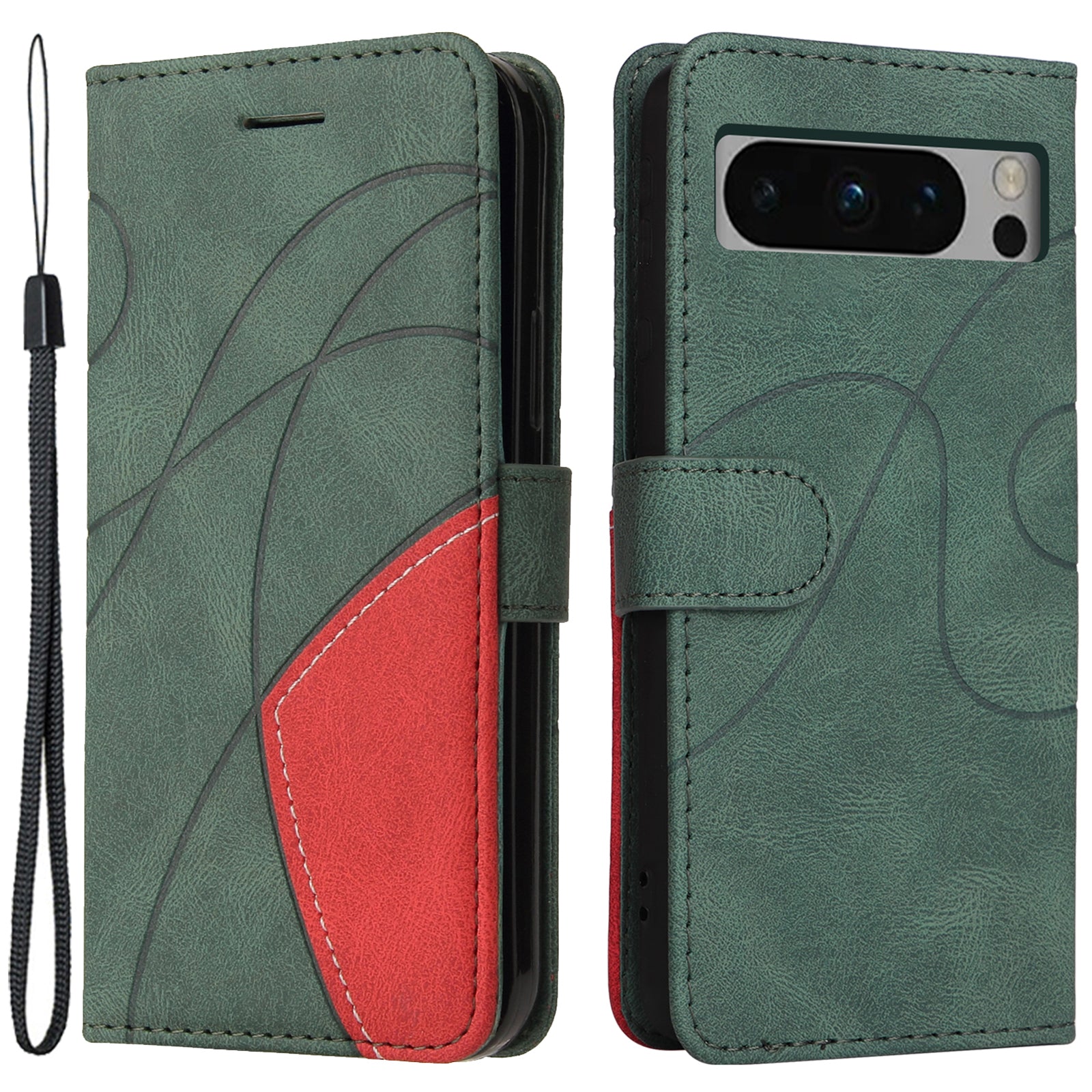 KT Leather Series-1 For Google Pixel 8 Pro Flip Stand Protective Case Dual-color Splicing Leather Wallet Phone Cover
