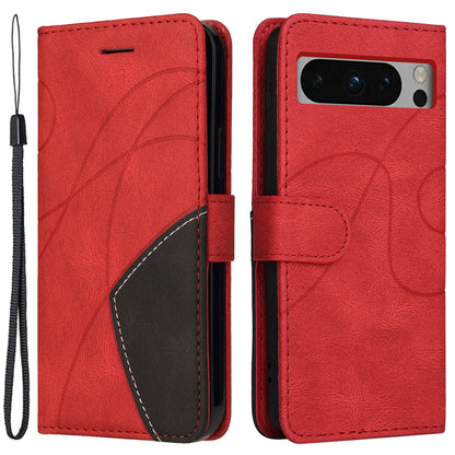 KT Leather Series-1 For Google Pixel 8 Pro Flip Stand Protective Case Dual-color Splicing Leather Wallet Phone Cover