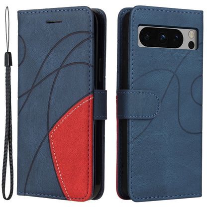 KT Leather Series-1 For Google Pixel 8 Pro Flip Stand Protective Case Dual-color Splicing Leather Wallet Phone Cover