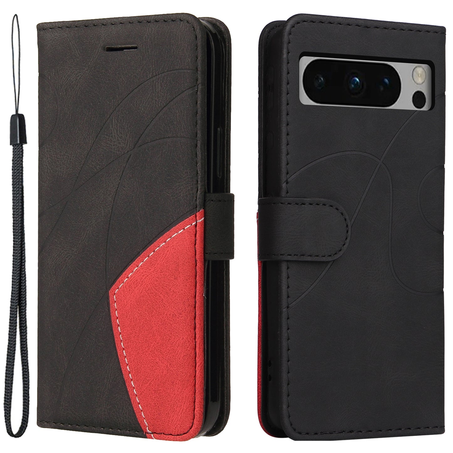 KT Leather Series-1 For Google Pixel 8 Pro Flip Stand Protective Case Dual-color Splicing Leather Wallet Phone Cover