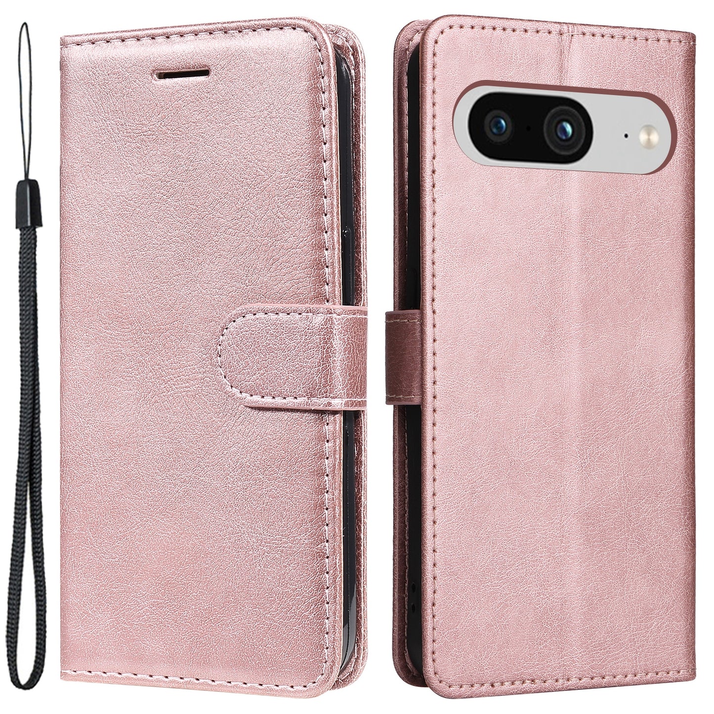 KT Leather Series-2 Wallet Cover for Google Pixel 8 , Solid Color PU Leather Stand Phone Case
