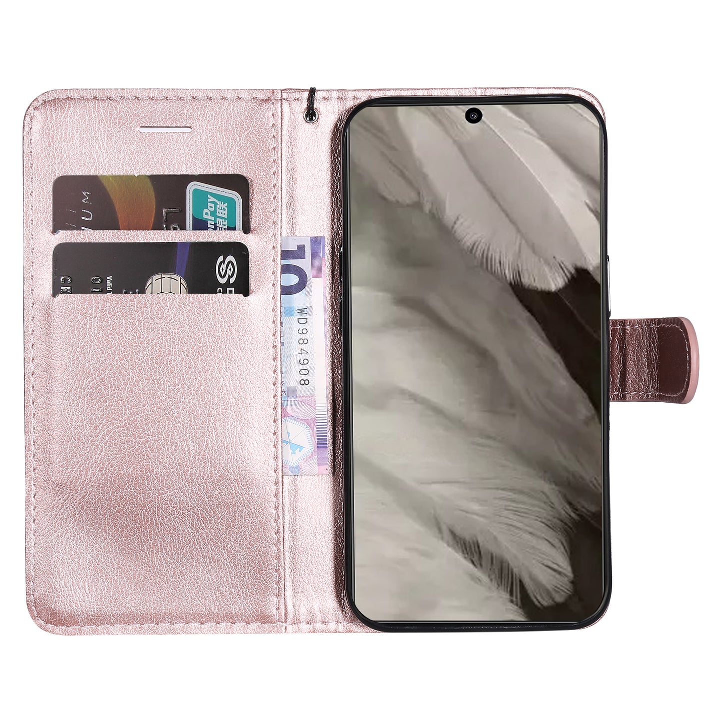 KT Leather Series-2 Wallet Cover for Google Pixel 8 , Solid Color PU Leather Stand Phone Case