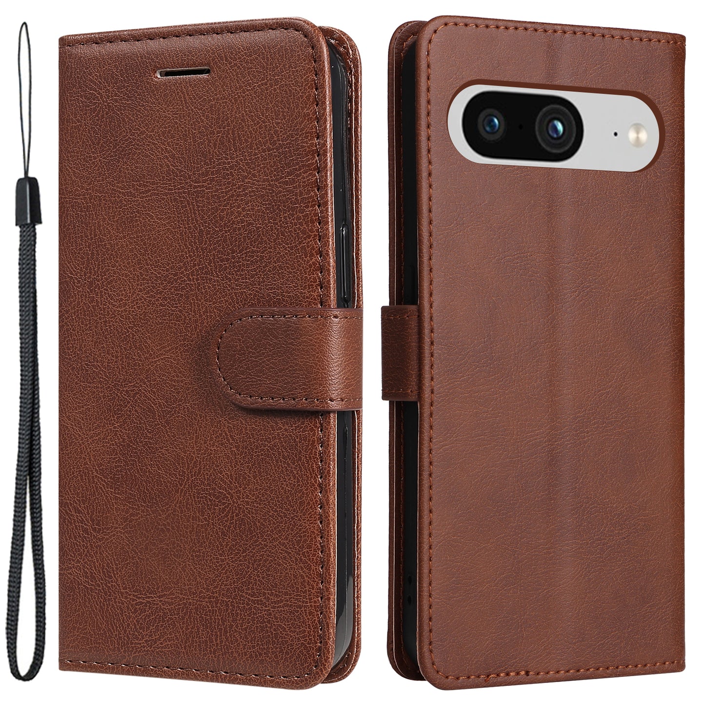 KT Leather Series-2 Wallet Cover for Google Pixel 8 , Solid Color PU Leather Stand Phone Case