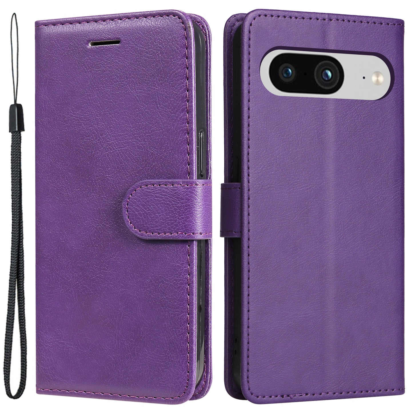 KT Leather Series-2 Wallet Cover for Google Pixel 8 , Solid Color PU Leather Stand Phone Case
