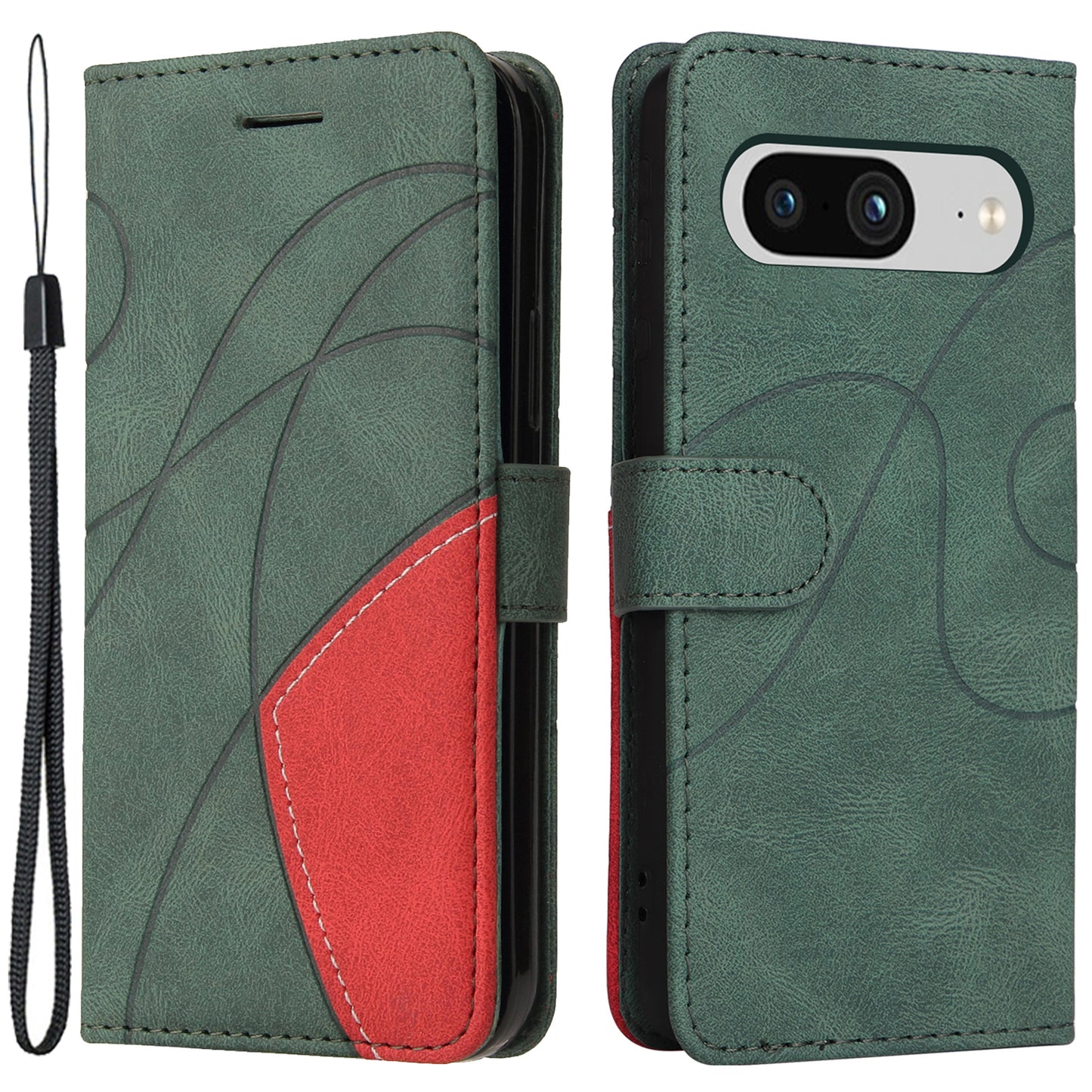 KT Leather Series-1 For Google Pixel 8 Phone Case Dual-color Splicing PU Leather Wallet Stand Cover