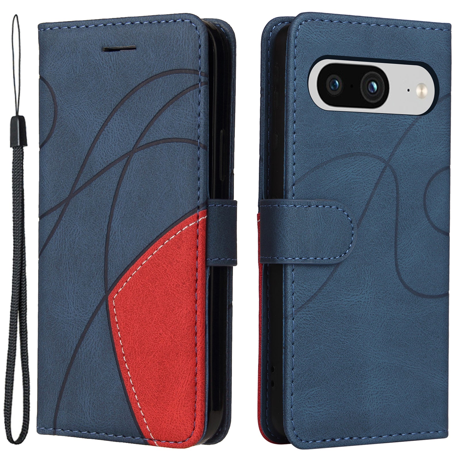 KT Leather Series-1 For Google Pixel 8 Phone Case Dual-color Splicing PU Leather Wallet Stand Cover