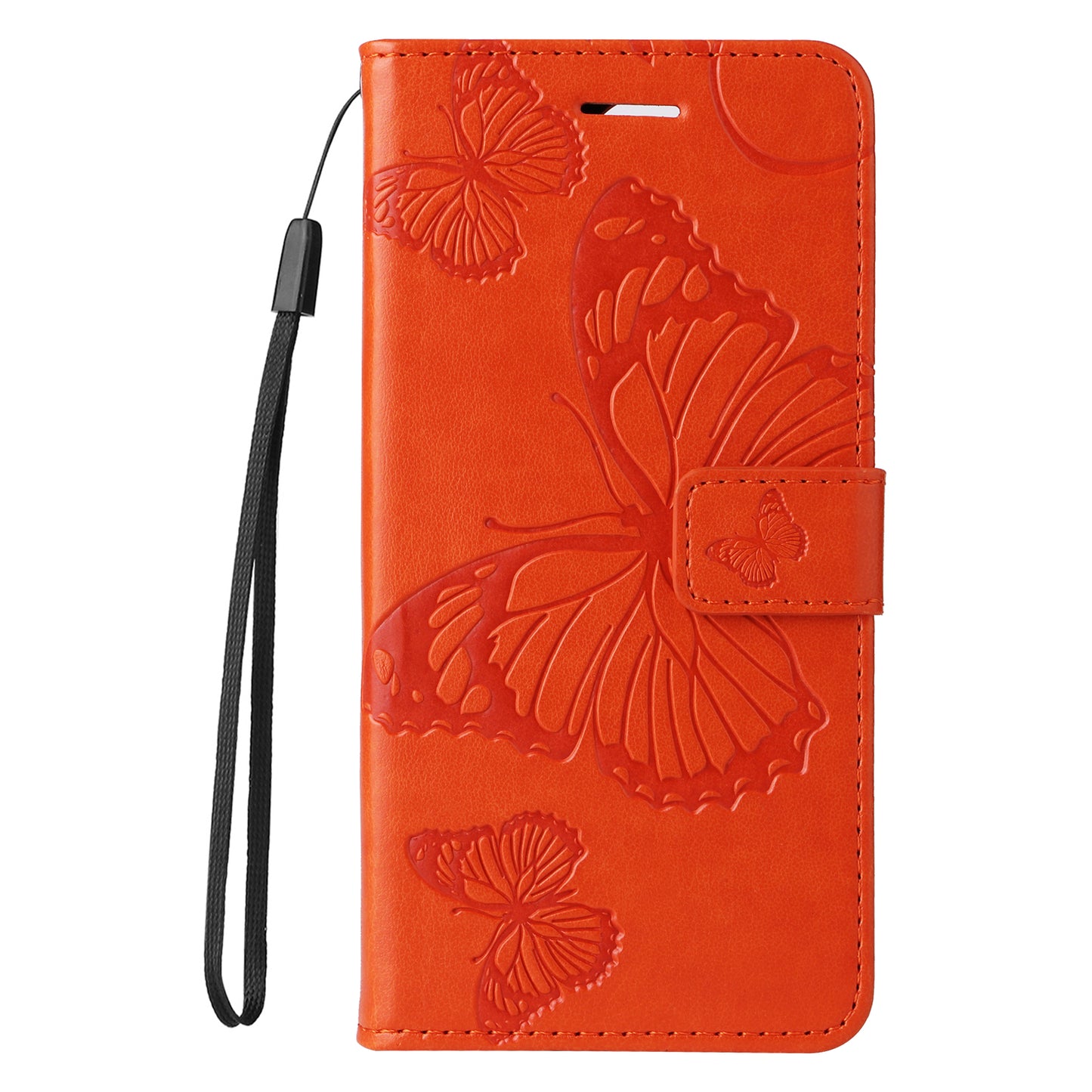 KT Imprinting Flower Series-2 Leather Phone Case for Nokia C12 4G / C12 Plus / C12 Pro , Stand Wallet Butterfly Flower Imprinted Cover