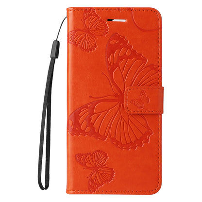KT Imprinting Flower Series-2 Leather Phone Case for Nokia C12 4G / C12 Plus / C12 Pro , Stand Wallet Butterfly Flower Imprinted Cover