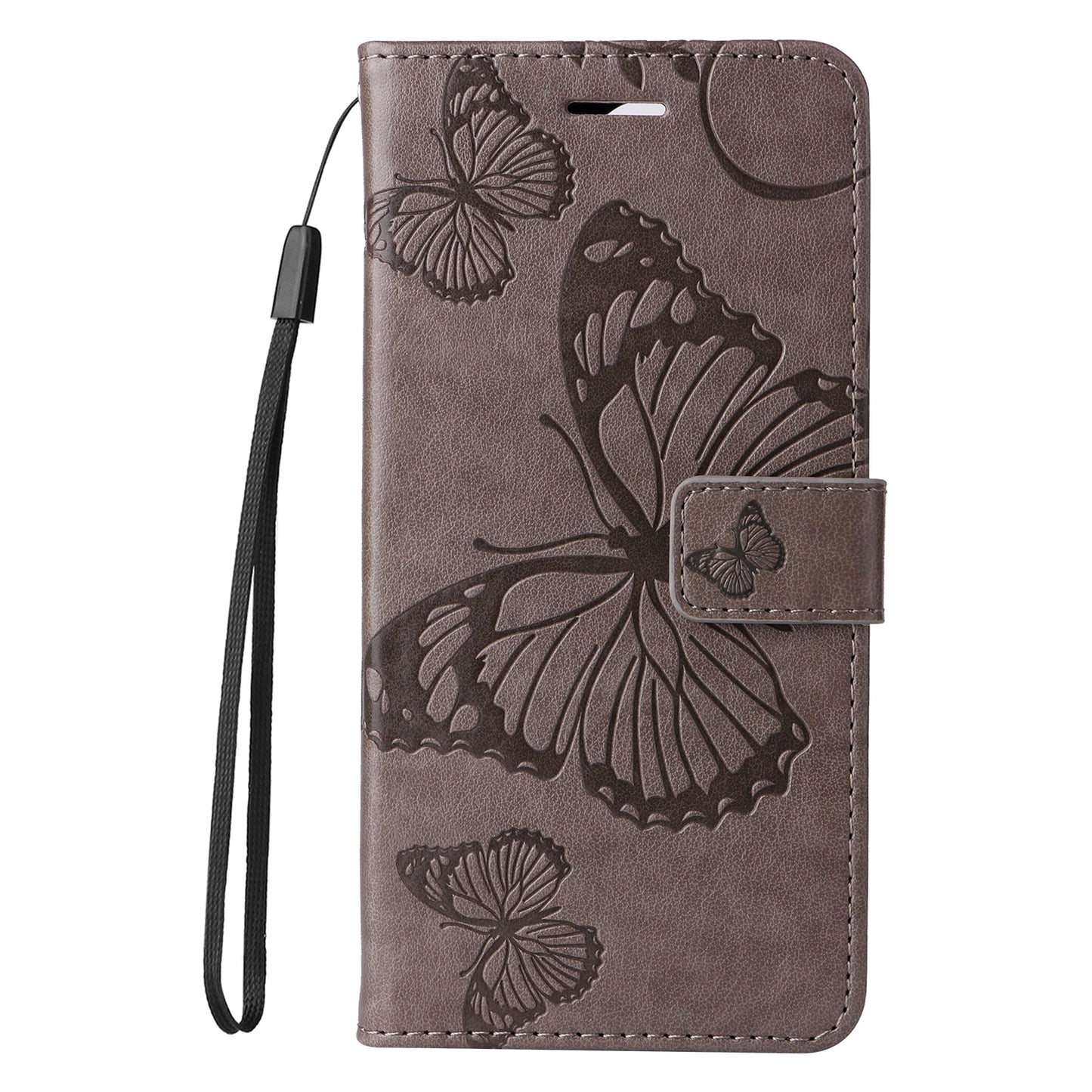 KT Imprinting Flower Series-2 Leather Phone Case for Nokia C12 4G / C12 Plus / C12 Pro , Stand Wallet Butterfly Flower Imprinted Cover