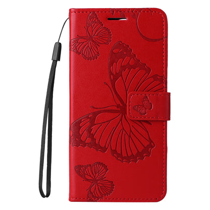KT Imprinting Flower Series-2 Leather Phone Case for Nokia C12 4G / C12 Plus / C12 Pro , Stand Wallet Butterfly Flower Imprinted Cover