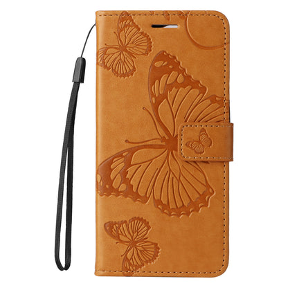 KT Imprinting Flower Series-2 Leather Phone Case for Nokia C12 4G / C12 Plus / C12 Pro , Stand Wallet Butterfly Flower Imprinted Cover