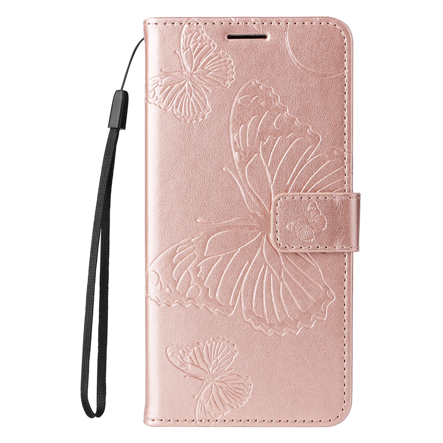KT Imprinting Flower Series-2 Leather Phone Case for Nokia C12 4G / C12 Plus / C12 Pro , Stand Wallet Butterfly Flower Imprinted Cover