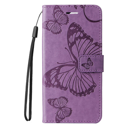 KT Imprinting Flower Series-2 Leather Phone Case for Nokia C12 4G / C12 Plus / C12 Pro , Stand Wallet Butterfly Flower Imprinted Cover
