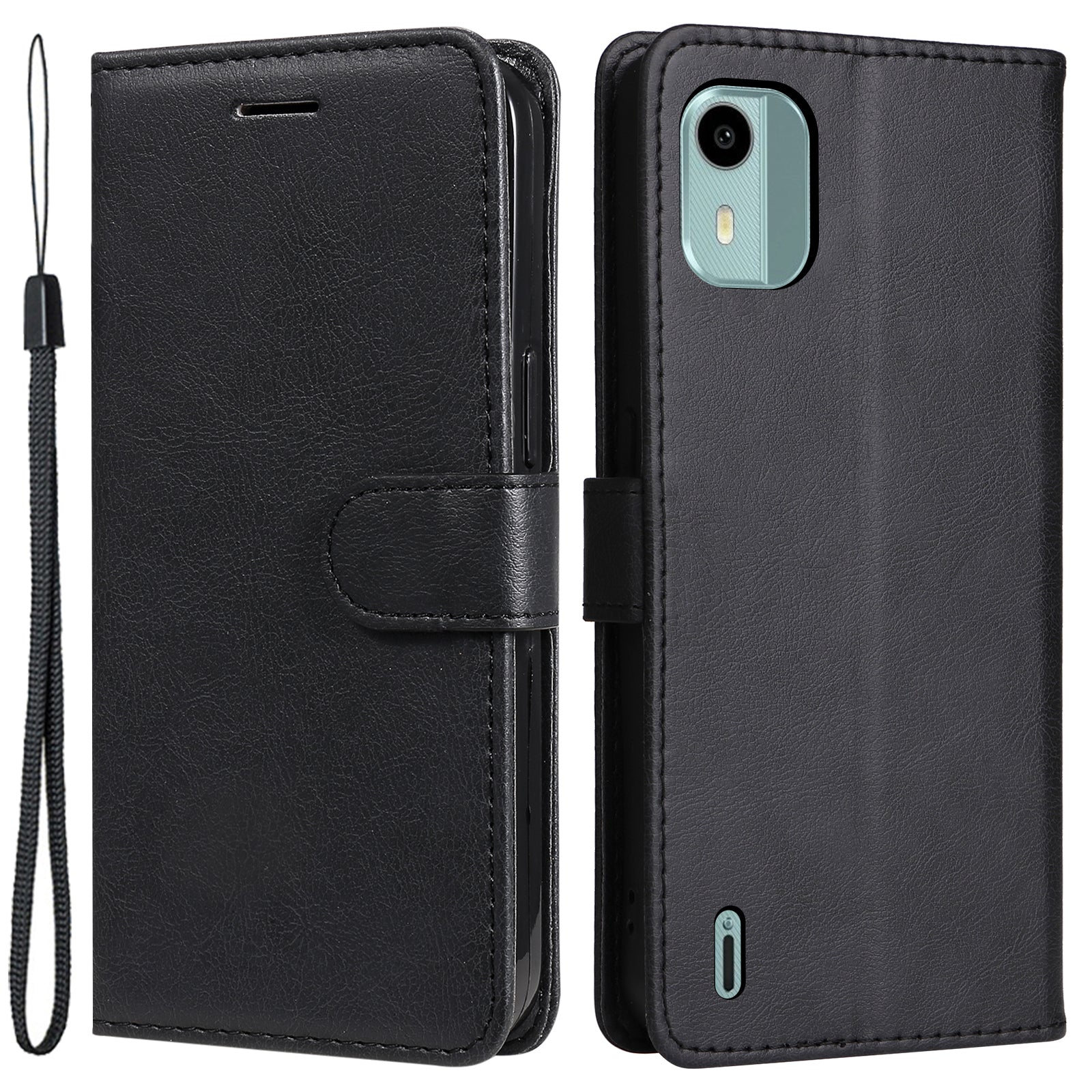 KT Leather Series-2 For Nokia C12 4G / C12 Plus / C12 Pro Flip Folio Case Stand PU Leather Solid Color Wallet Phone Cover