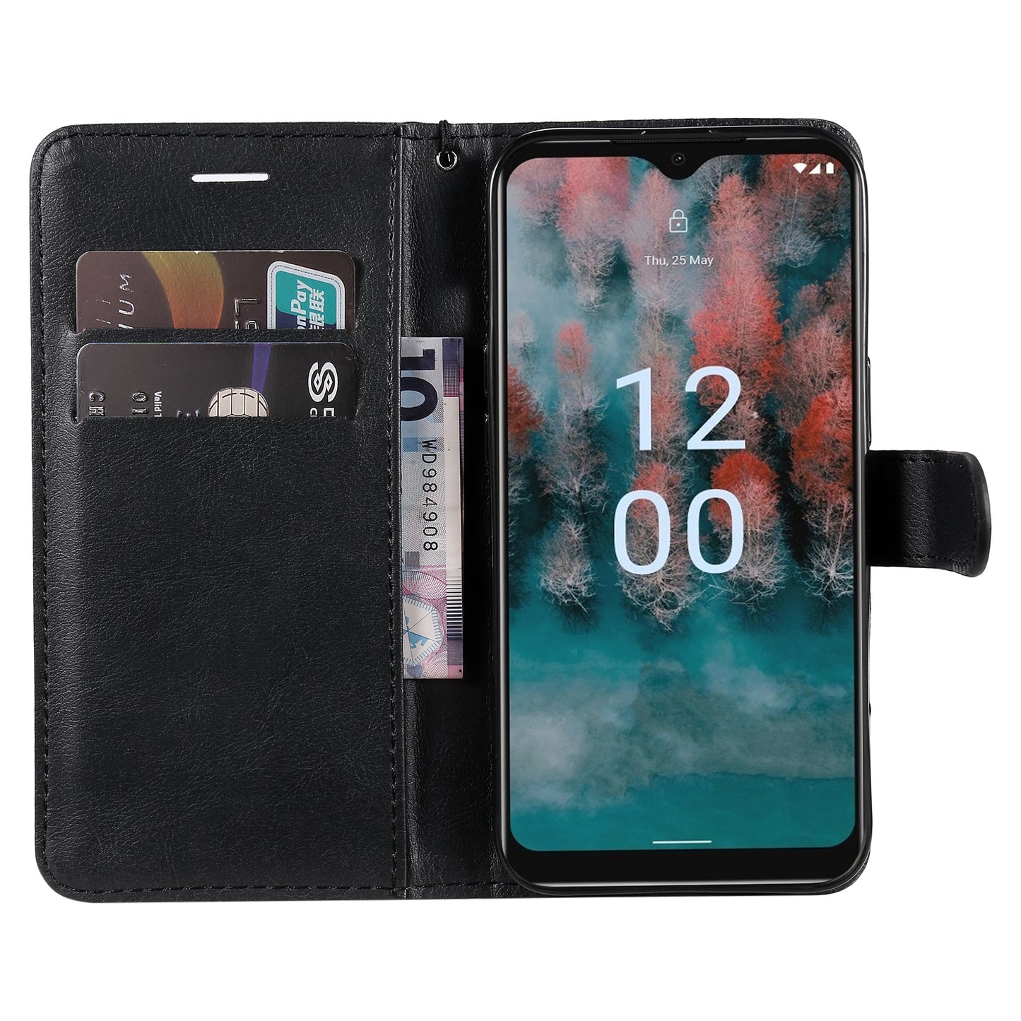 KT Leather Series-2 For Nokia C12 4G / C12 Plus / C12 Pro Flip Folio Case Stand PU Leather Solid Color Wallet Phone Cover