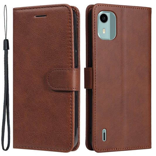 KT Leather Series-2 For Nokia C12 4G / C12 Plus / C12 Pro Flip Folio Case Stand PU Leather Solid Color Wallet Phone Cover