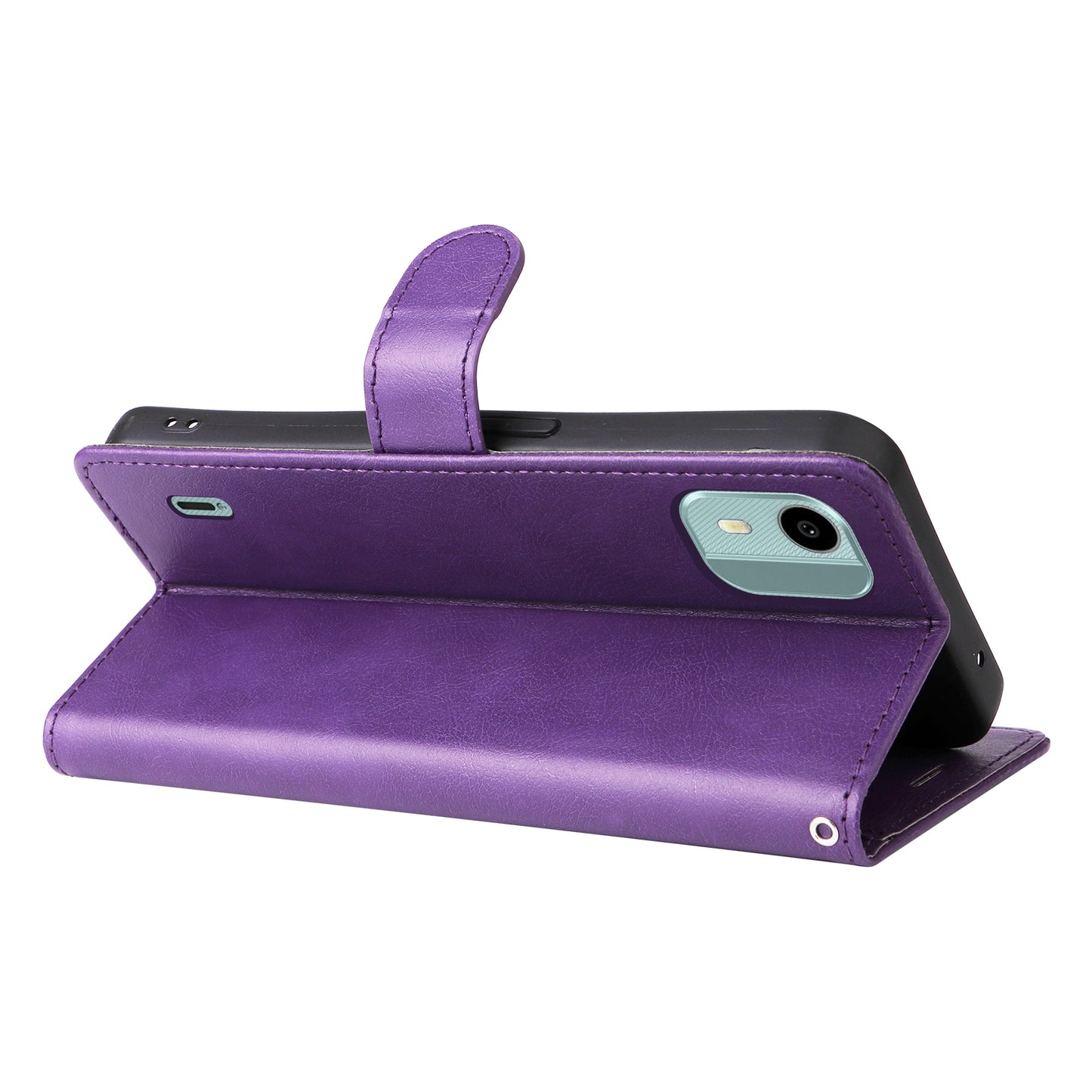 KT Leather Series-2 For Nokia C12 4G / C12 Plus / C12 Pro Flip Folio Case Stand PU Leather Solid Color Wallet Phone Cover
