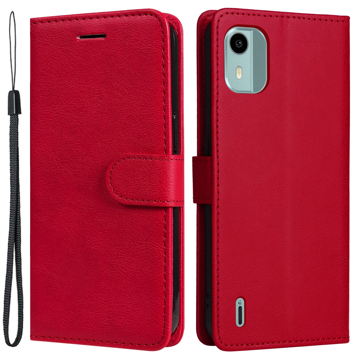 KT Leather Series-2 For Nokia C12 4G / C12 Plus / C12 Pro Flip Folio Case Stand PU Leather Solid Color Wallet Phone Cover