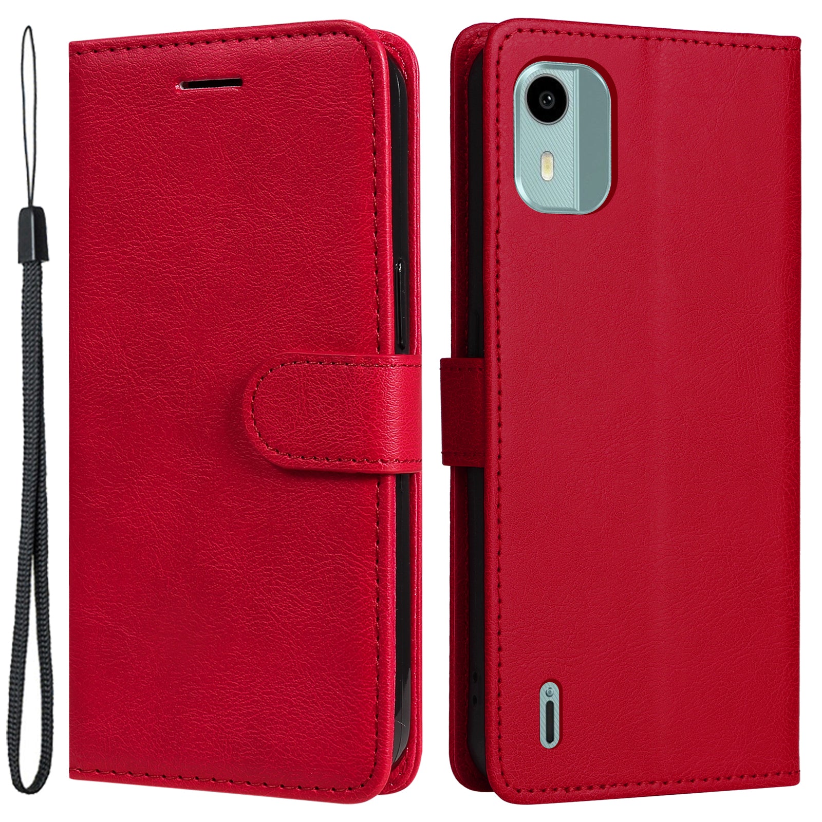 KT Leather Series-2 For Nokia C12 4G / C12 Plus / C12 Pro Flip Folio Case Stand PU Leather Solid Color Wallet Phone Cover