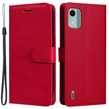KT Leather Series-2 For Nokia C12 4G / C12 Plus / C12 Pro Flip Folio Case Stand PU Leather Solid Color Wallet Phone Cover