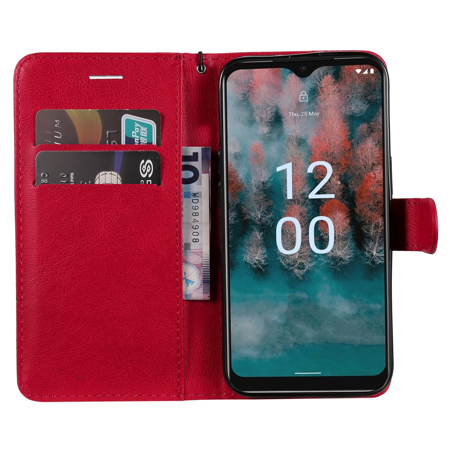 KT Leather Series-2 For Nokia C12 4G / C12 Plus / C12 Pro Flip Folio Case Stand PU Leather Solid Color Wallet Phone Cover