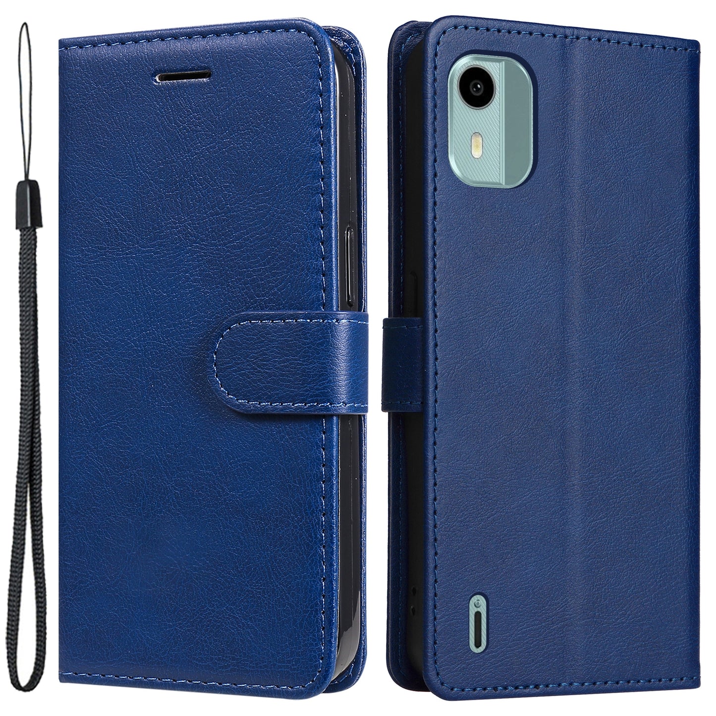KT Leather Series-2 For Nokia C12 4G / C12 Plus / C12 Pro Flip Folio Case Stand PU Leather Solid Color Wallet Phone Cover