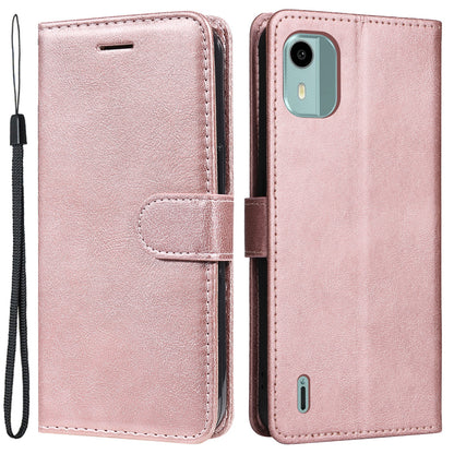 KT Leather Series-2 For Nokia C12 4G / C12 Plus / C12 Pro Flip Folio Case Stand PU Leather Solid Color Wallet Phone Cover