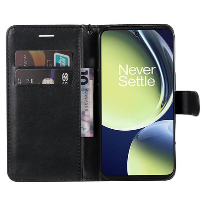 KT Leather Series-2 Wallet Folio Case for OnePlus Nord CE 3 Lite 5G / Nord N30 5G , PU Leather Stand Solid Color Phone Cover
