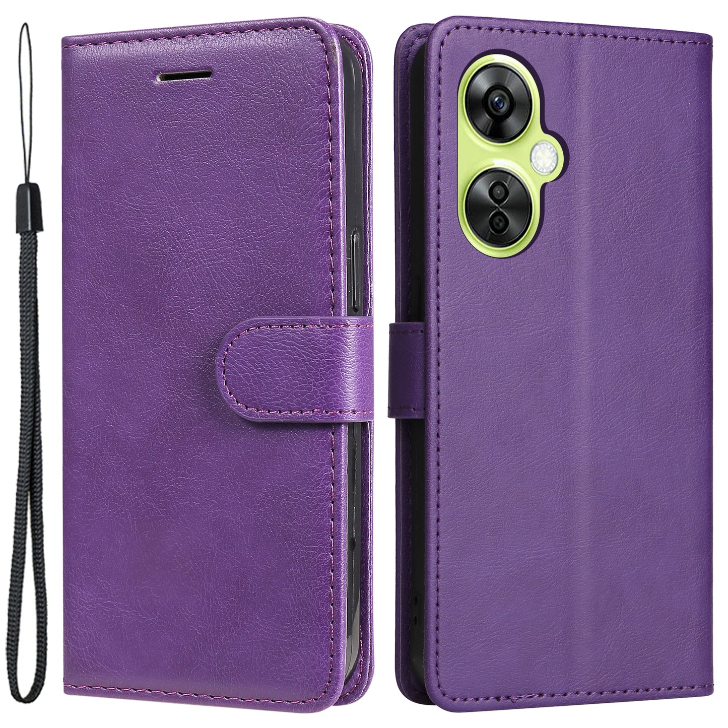 KT Leather Series-2 Wallet Folio Case for OnePlus Nord CE 3 Lite 5G / Nord N30 5G , PU Leather Stand Solid Color Phone Cover