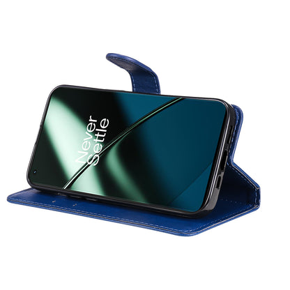 KT Leather Series-2 For OnePlus 11 5G Flip Stand Phone Cover PU Leather Solid Color Wallet Case